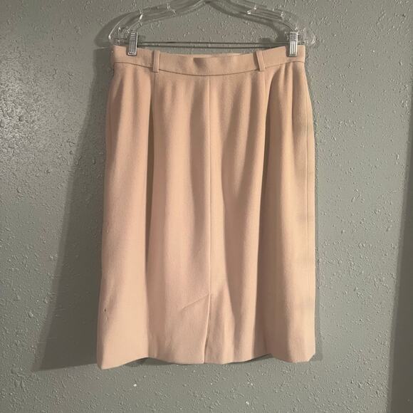 Vtg Jaeger Womens Wool Cashmere Blend Mini Skirt Beige Sz 14 Old Money Workwear - Picture 6 of 14